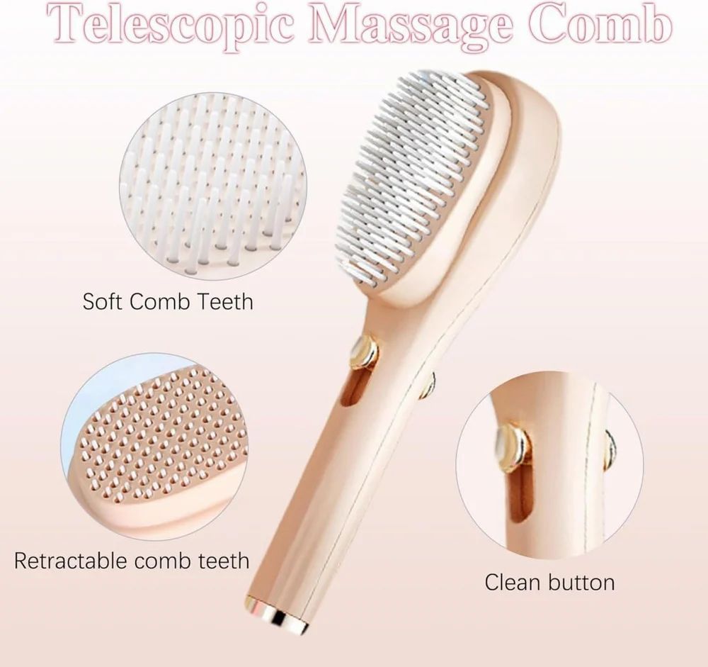 Self-Cleaning Anti-Static Massage Comb – Tangle-Free, Hassle-Free Brushing!