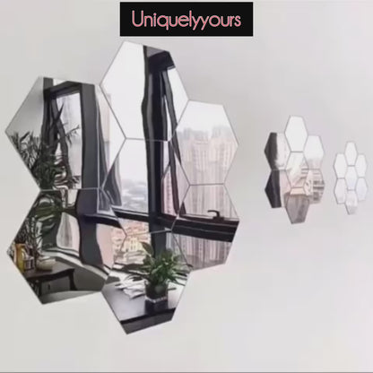 Hexagon Mirror Wall Stickers Piece of 10